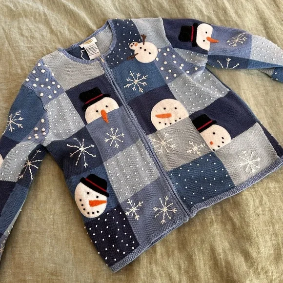 Vintage Talbots Festive Snowman Sweater size medium - Picture 7 of 8